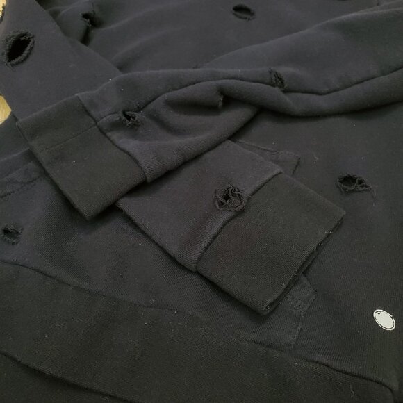 Girls Yogalicious Black Hoodie L 12/14 Destroyed Zombie Ripped Thrashed Gothic - Picture 6 of 8